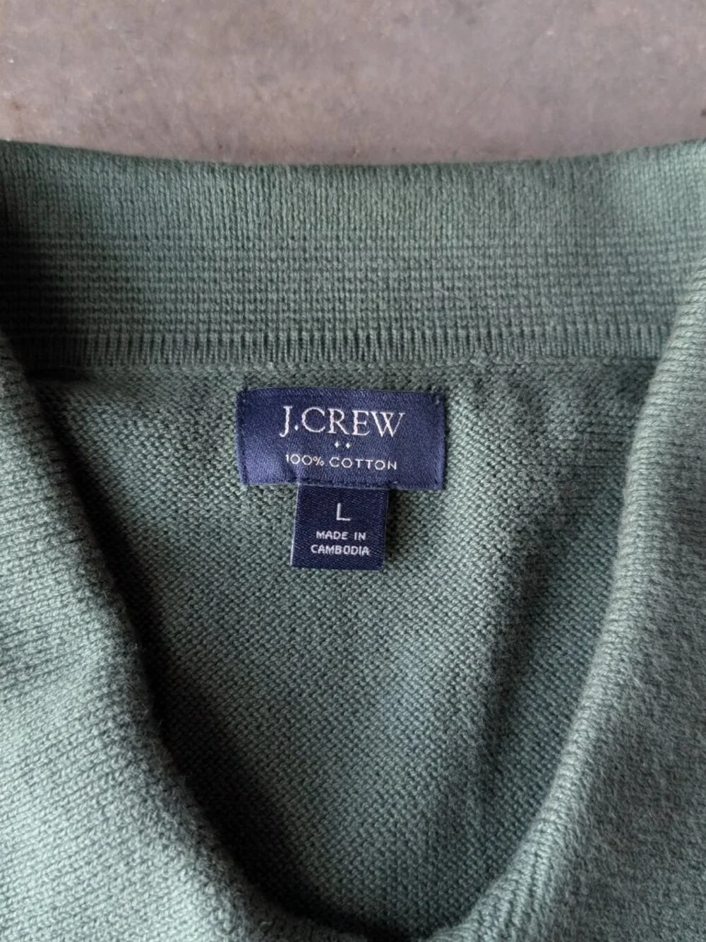 J. Crew Short Sleeve Cotton Cable Knit Cardigan Sweater Polo Green large